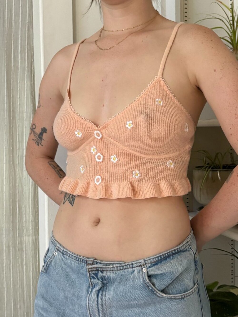 For Love & Lemons Crochet Floral Top - M